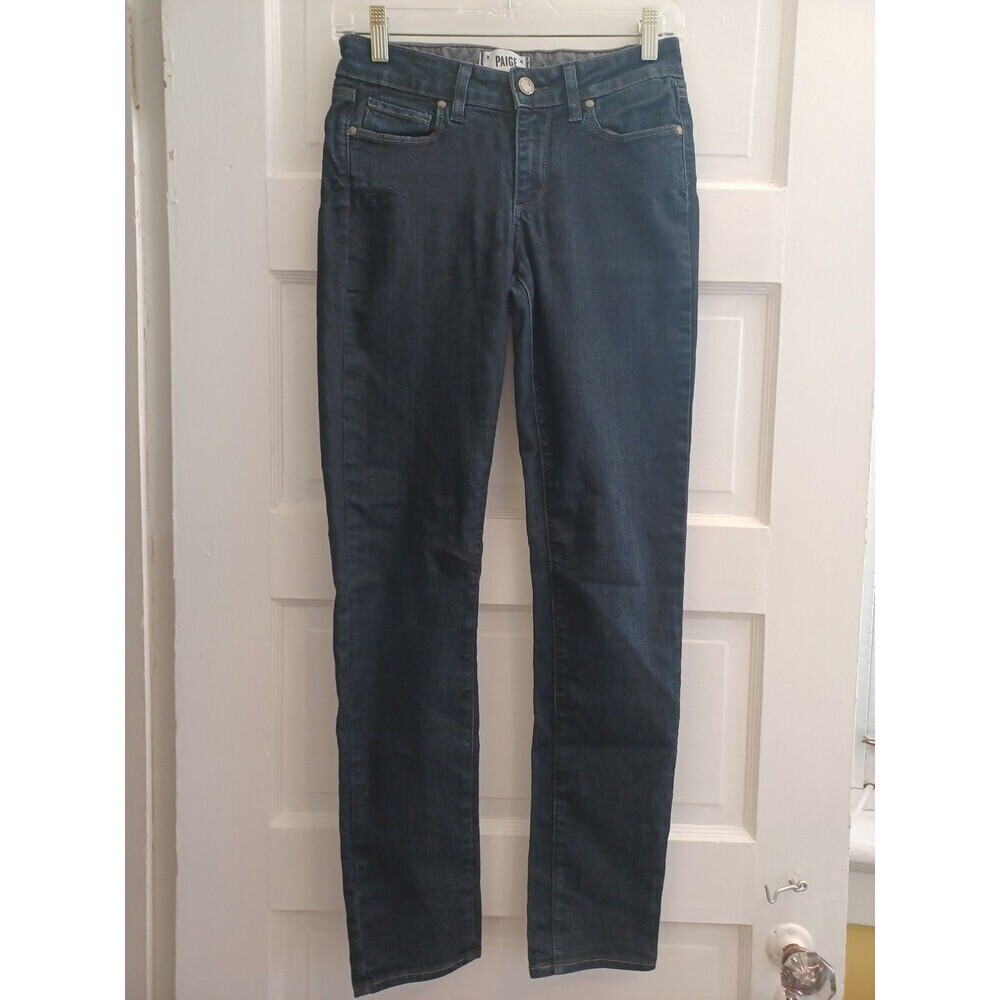 Paige Skyline Skinny dark blue wash denim jeans womens 27 stretch classic